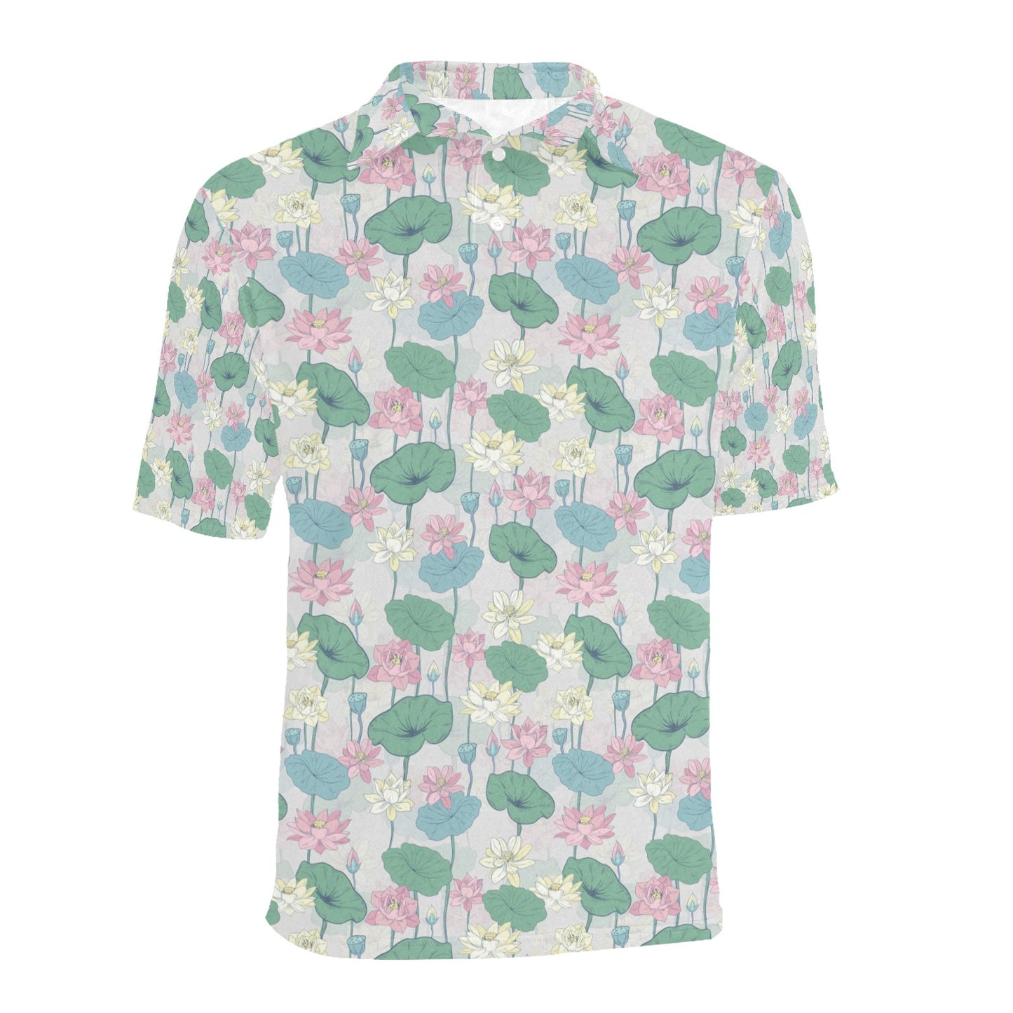 Water Lily Print Design LKS305 Men Polo Shirt