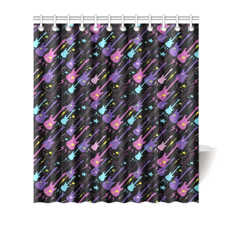 Electric Guitar Pattern Print Design 02 Shower Curtain