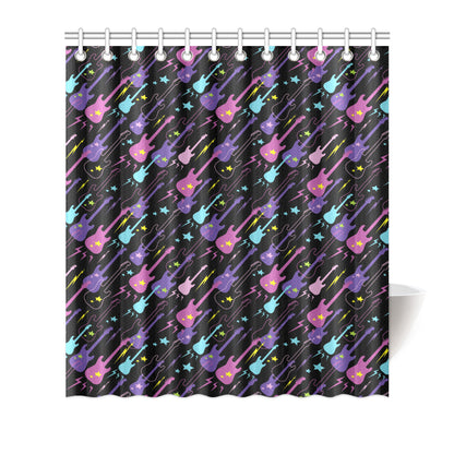 Electric Guitar Pattern Print Design 02 Shower Curtain