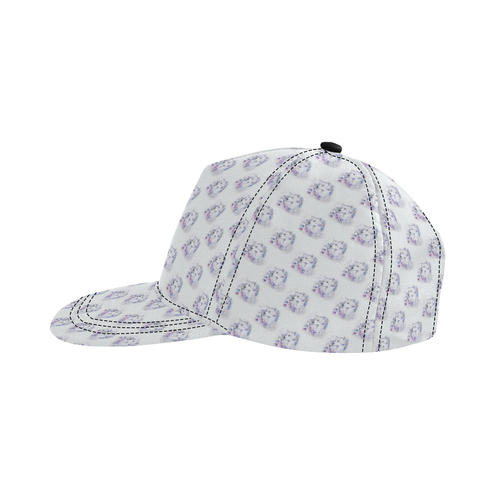 Wolf with Flower Print Design Snapback Cap