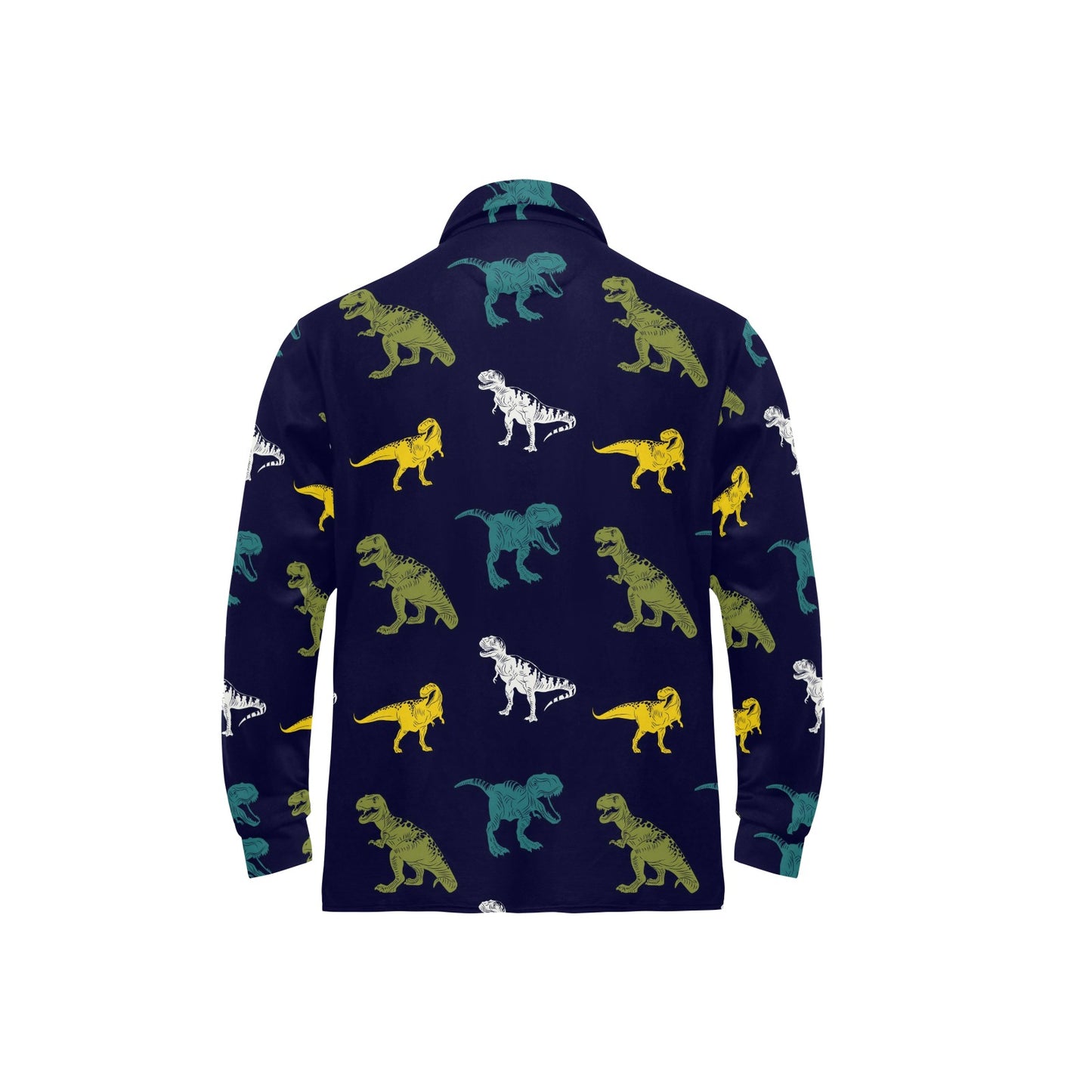 T Rex Pattern Print Design A07 Long Sleeve Polo Shirt For Men's