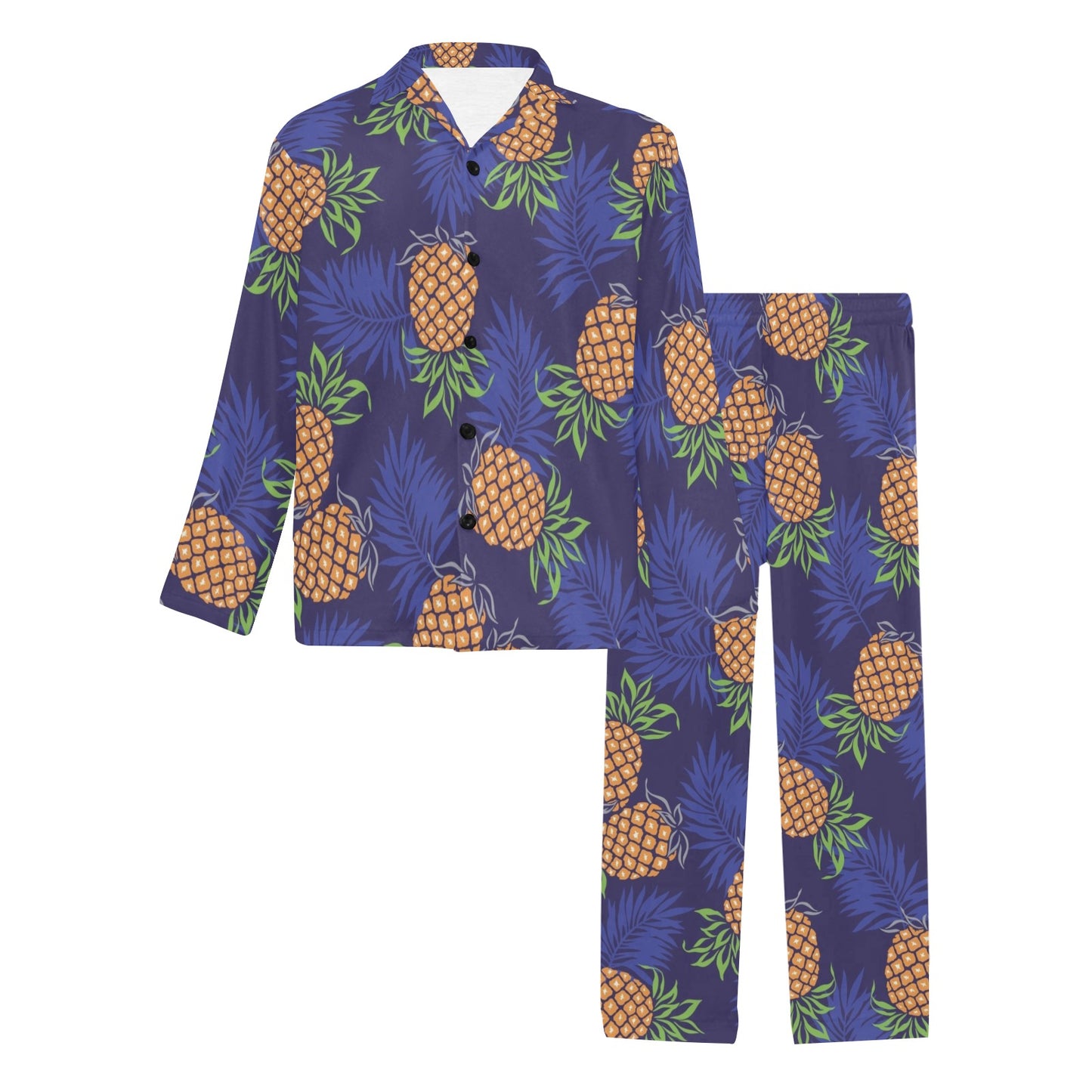 Pineapple Pattern Print Design PP02 Men's Long Pajama Set