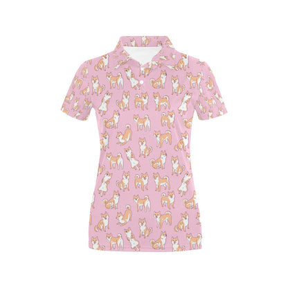 Shiba Inu Print Design LKS303 Women's Polo Shirt