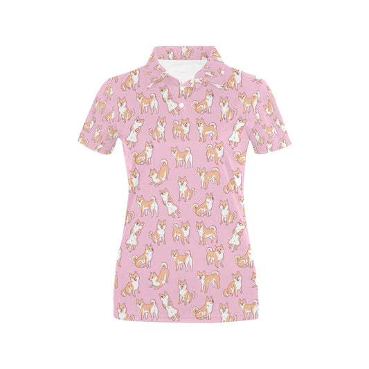 Shiba Inu Print Design LKS303 Women's Polo Shirt