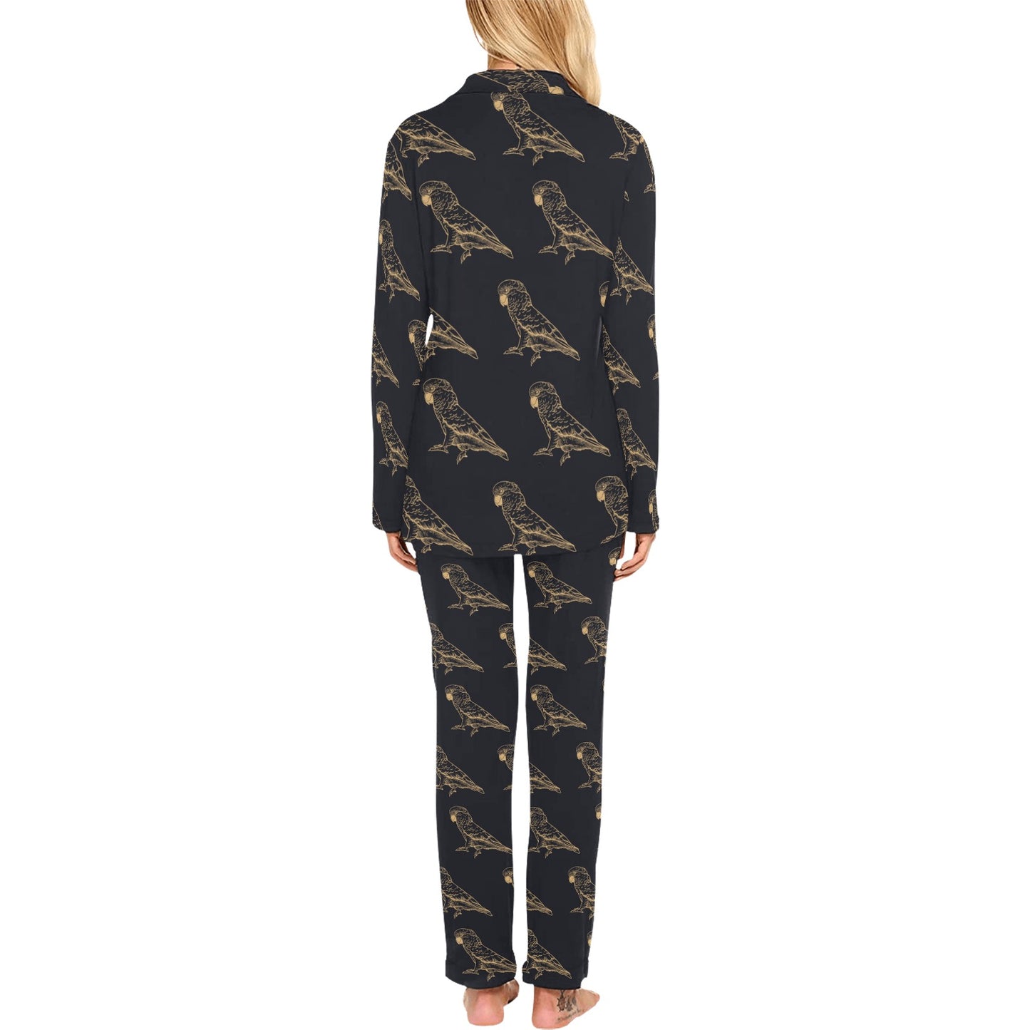 Parakeet Pattern Print Design A04 Women's Long Pajama Set