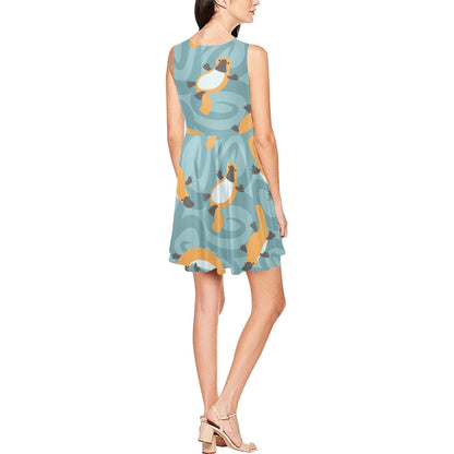 Platypus Pattern Print Design A01 Sleeveless Dress