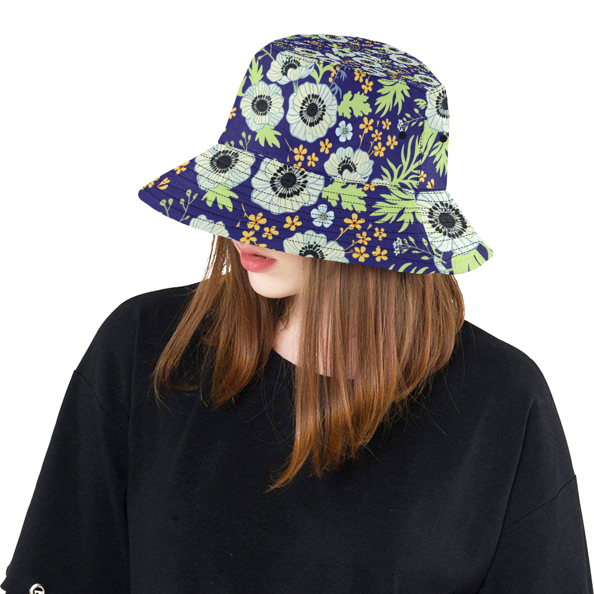 Anemone Pattern Print Design AM06 Unisex Bucket Hat