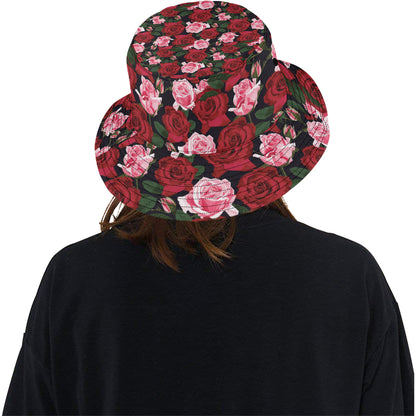 Rose Red Pink Pattern Print Design RO01 Unisex Bucket Hat