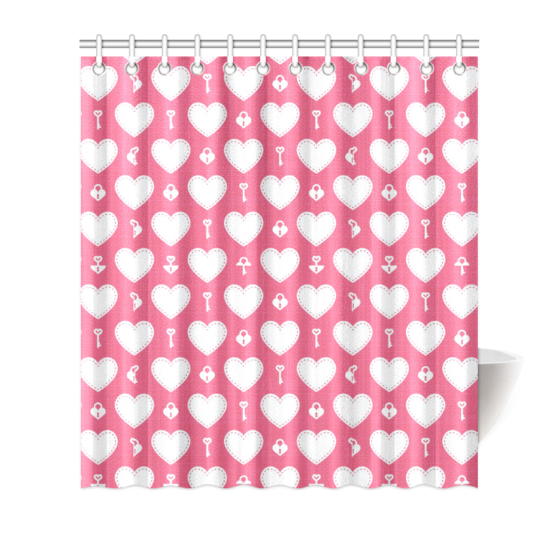 Heart Key Pattern Print Design HE09 Shower Curtain