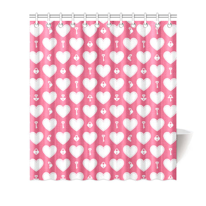 Heart Key Pattern Print Design HE09 Shower Curtain