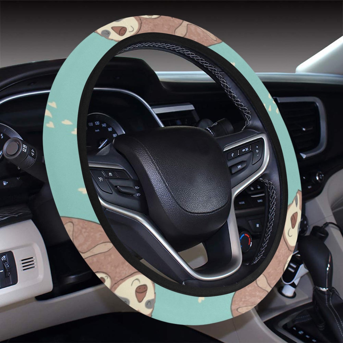 Sloth Print Design LKS302 Steering Wheel Cover with Elastic Edge
