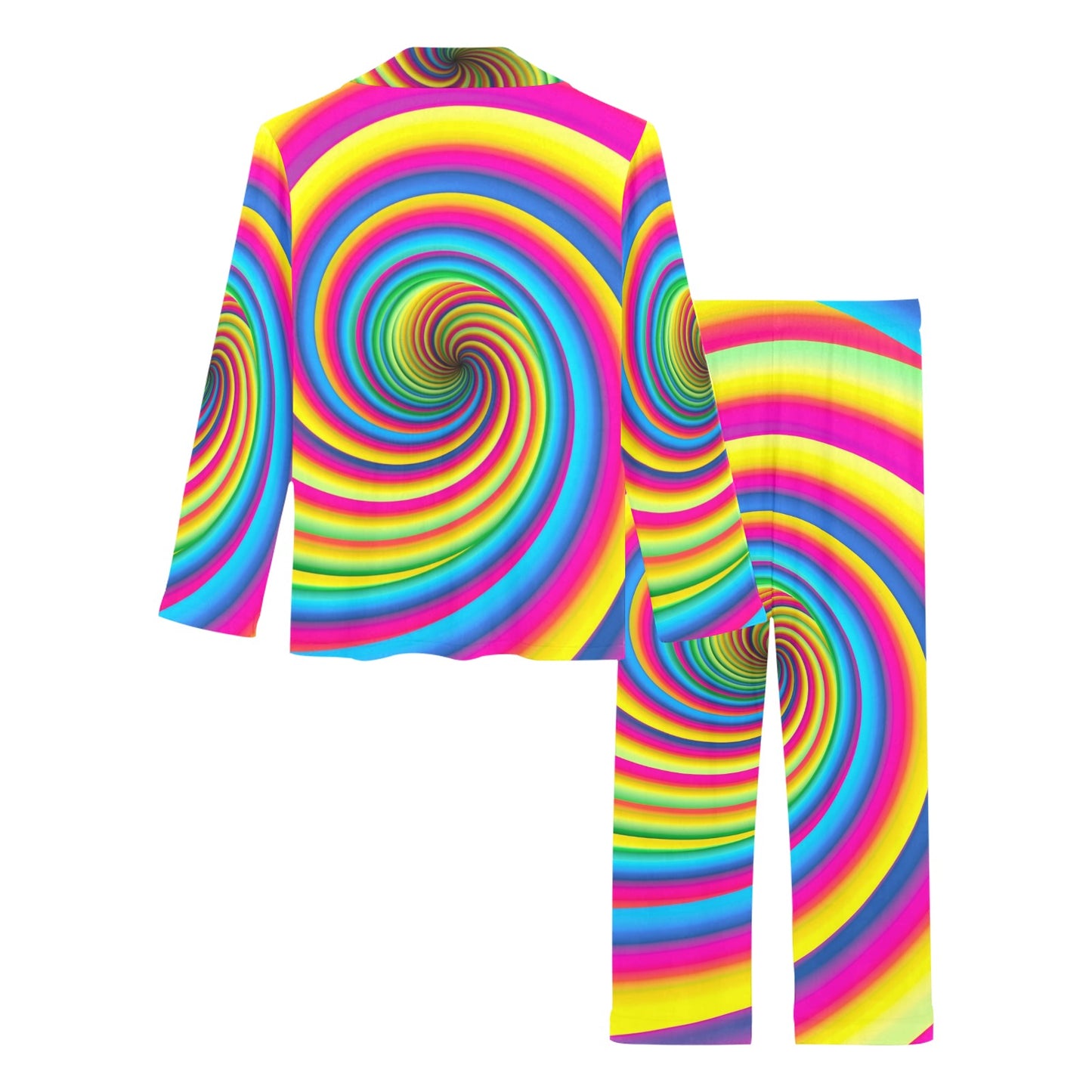 Vortex Twist Swirl Rainbow Design Women's Long Pajama Set