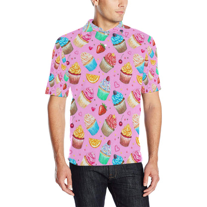 Cupcake Pattern Print Design CP05 Men Polo Shirt
