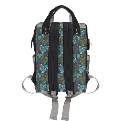 Rooster Hand Draw Design Diaper Bag Backpack