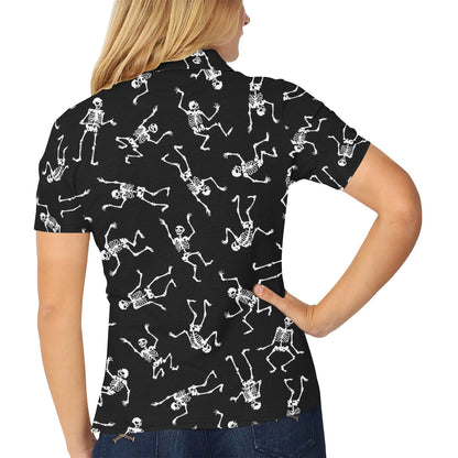 Skeleton Print Design LKS305 Women's Polo Shirt