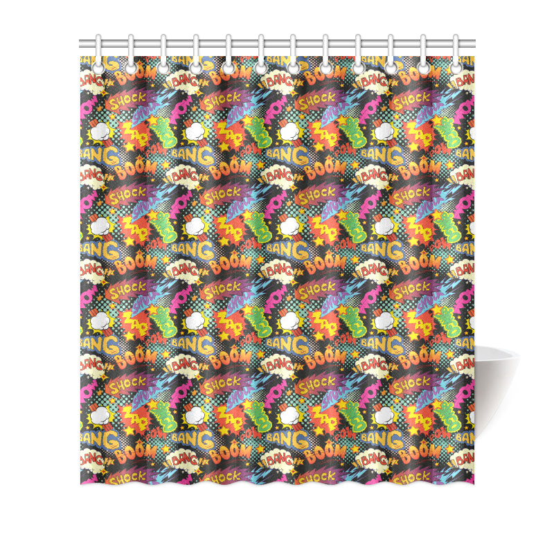 Comic Book Pattern Print Design 01 Shower Curtain