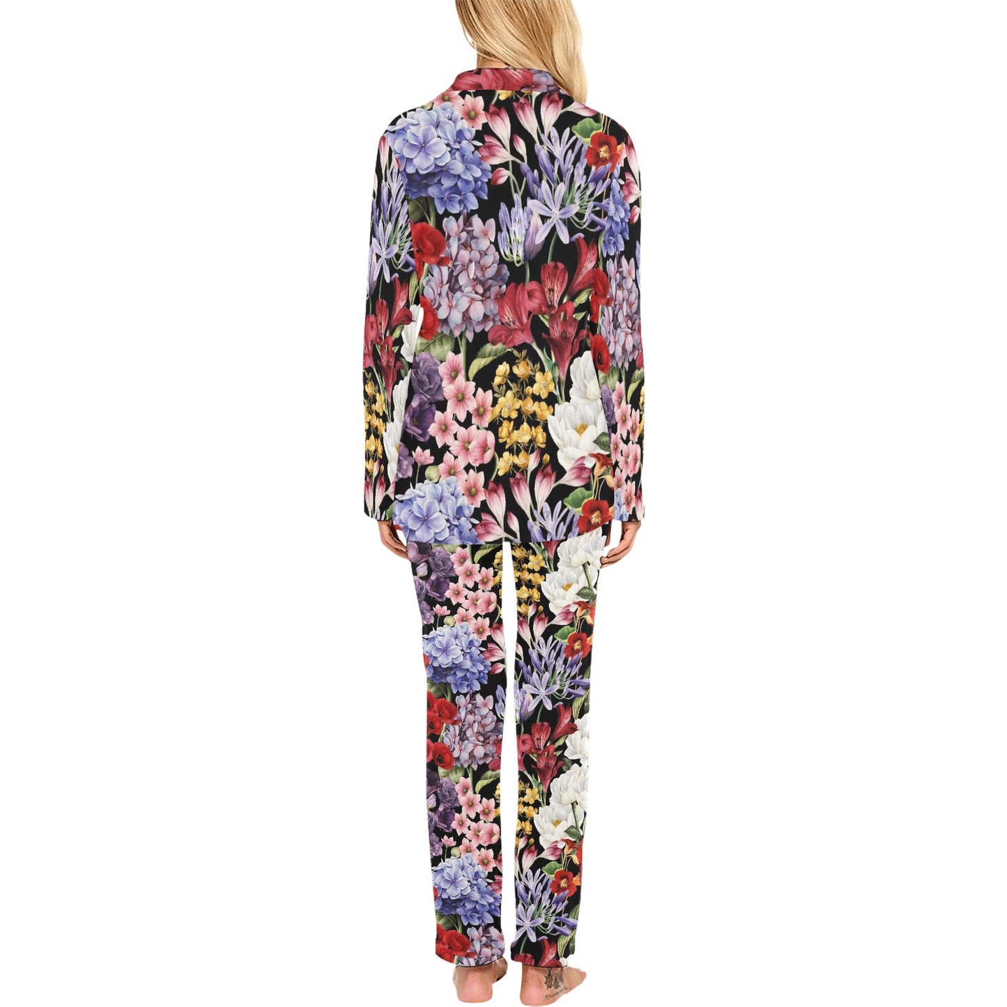 Summer Floral Pattern Print Design SF04 Women's Long Pajama Set