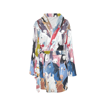 Colorful Horse Pattern Women's Fleece Robe