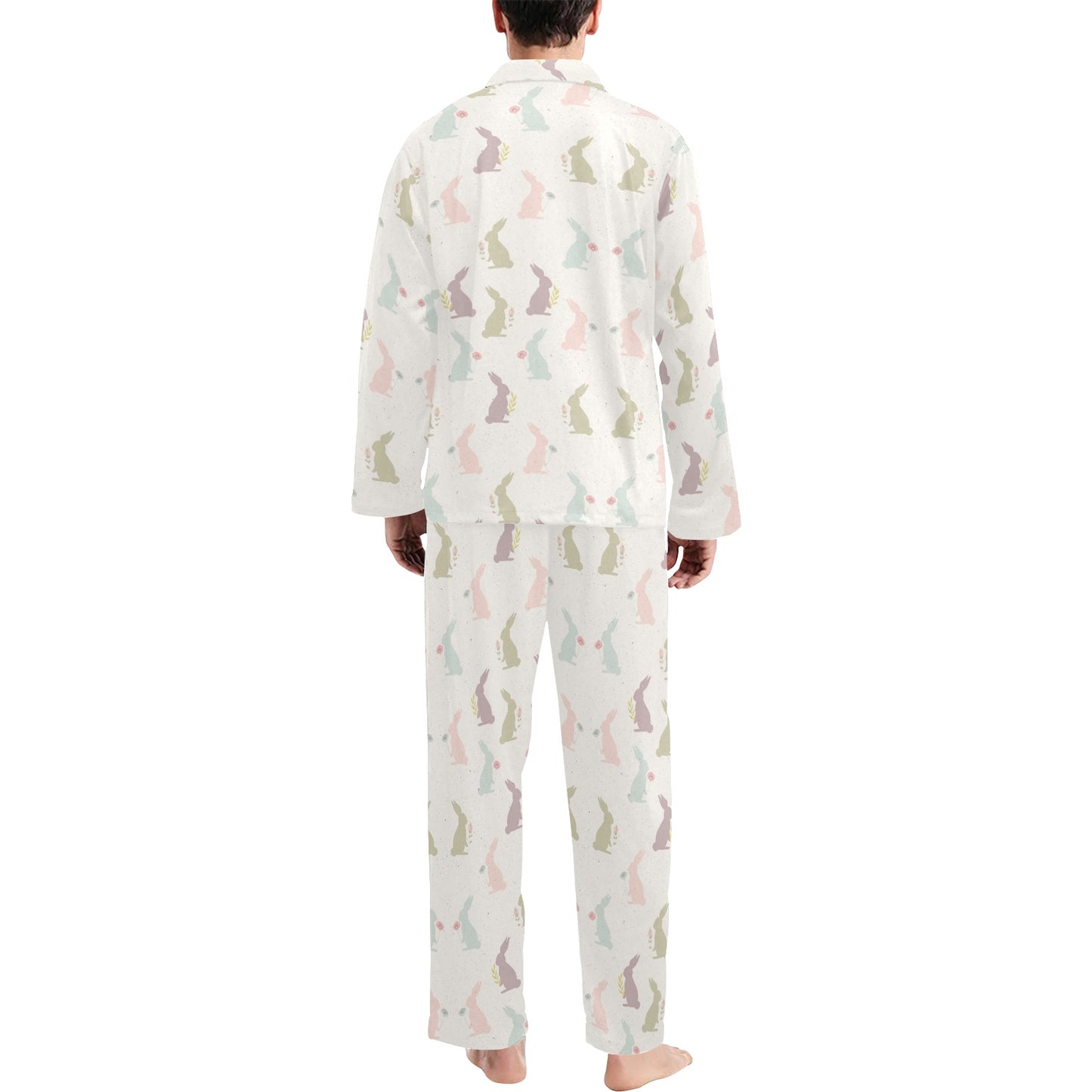Bunny Pattern Print Design 05 Men's Long Pajama Set