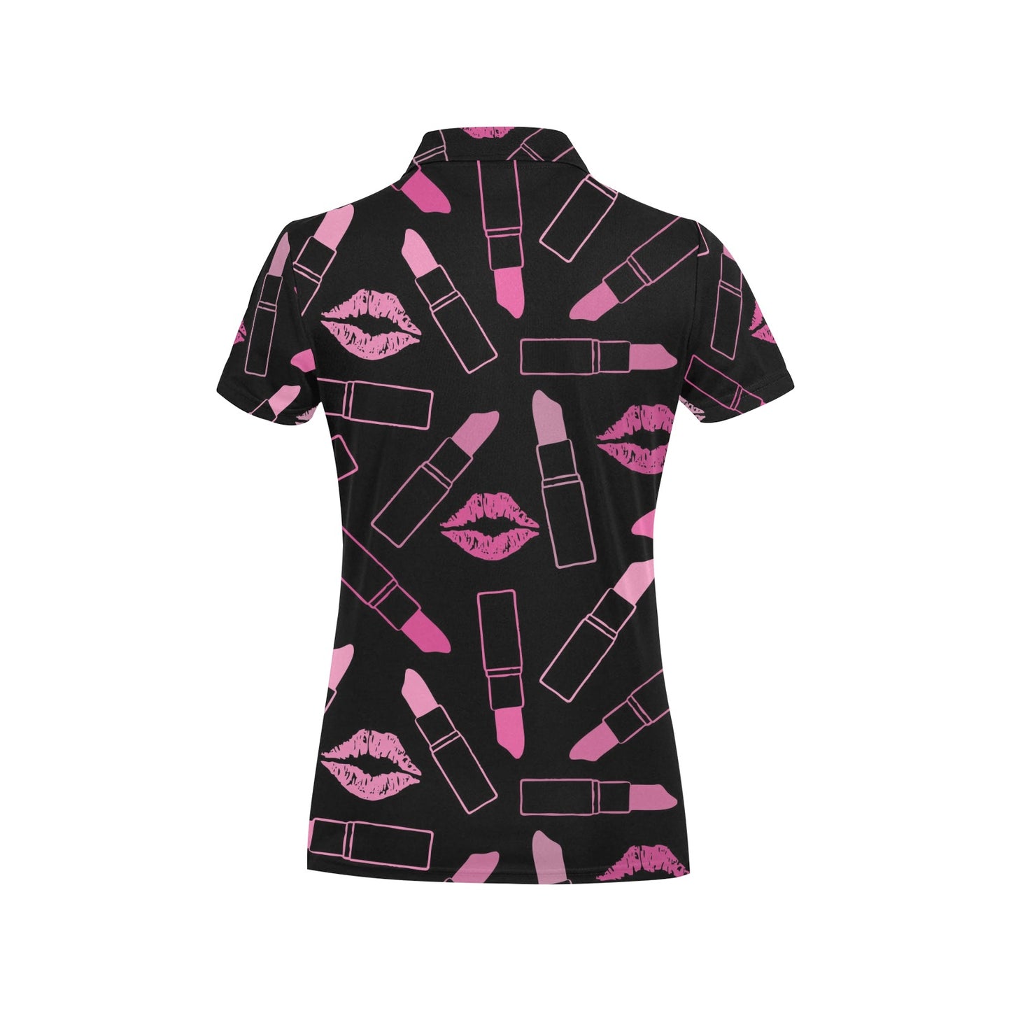 Lipstick Pink Pattern Print Design 01 Women's Polo Shirt