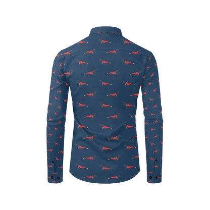 Shrimp Print Design LKS305 Men's Long Sleeve Dress Shirt