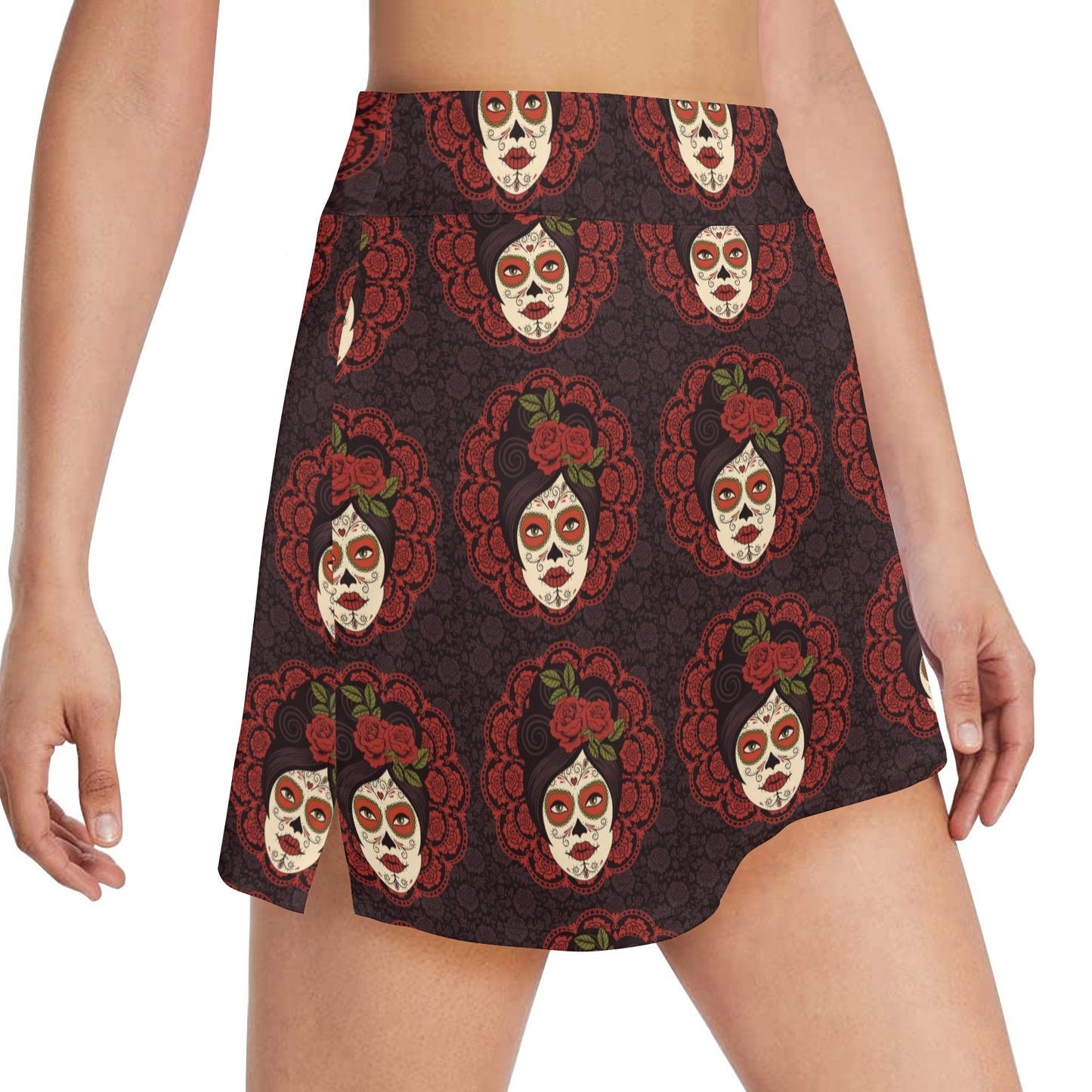Day of the Dead Mexican Girl 17" Golf & Pickleball Skort with Pockets
