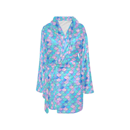 Mermaid Scales Pastel Pattern Print Design 07 Women's Fleece Robe