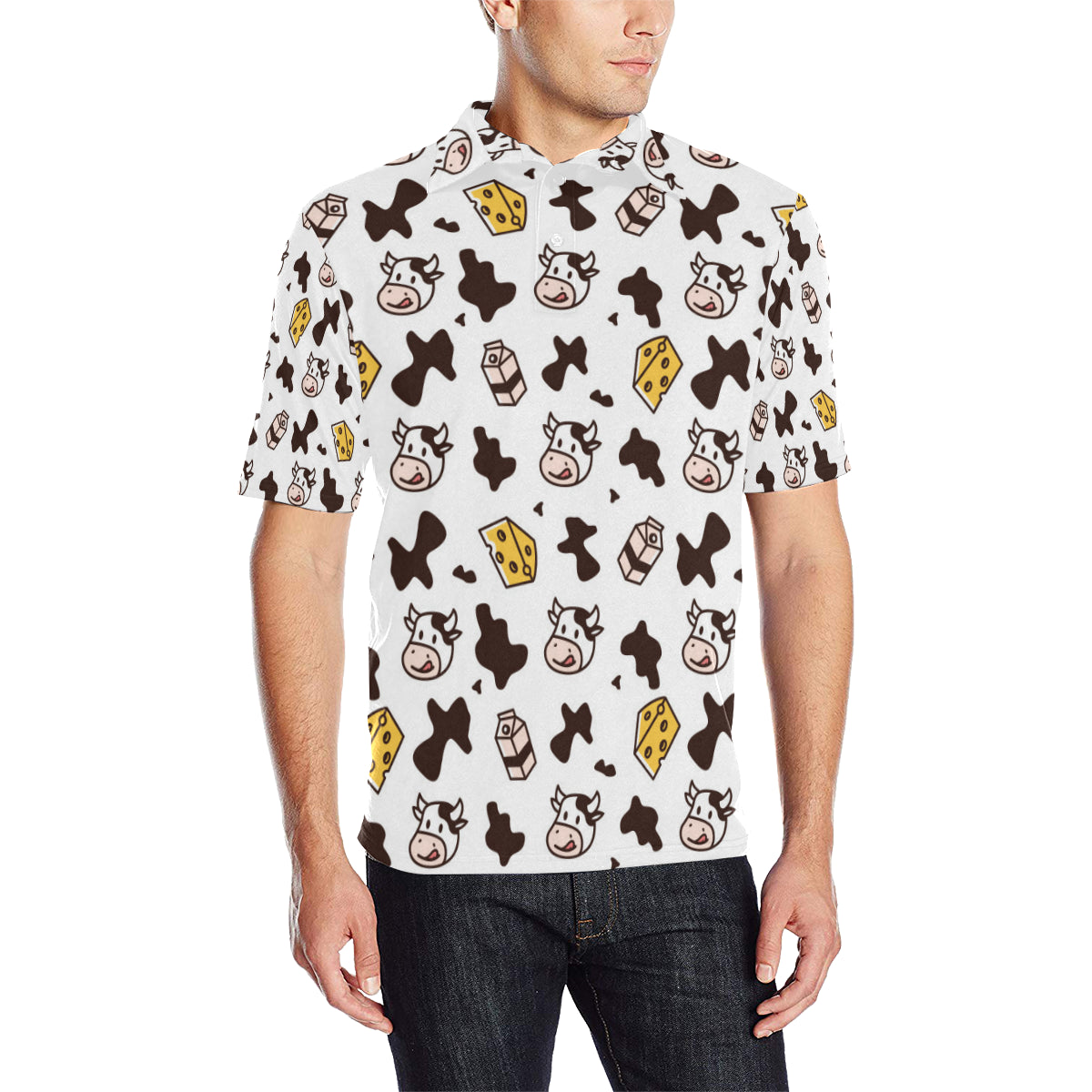 Cow Pattern Print Design 06 Men Polo Shirt