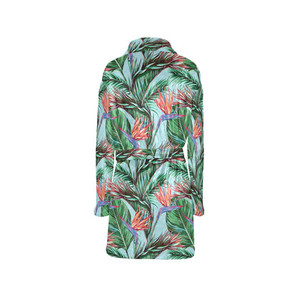 Bird Of Paradise Pattern Print Design BOP01 Women's Fleece Robe