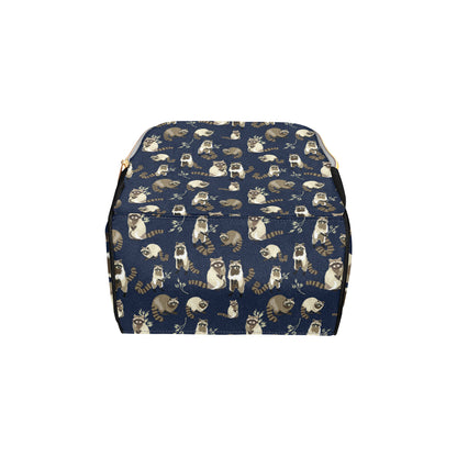 Raccoon Pattern Print Design A06 Diaper Bag Backpack