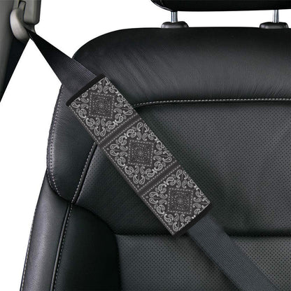 Bandana Black White Print Design LKS302 Car Seat Belt Cover