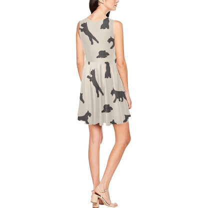Schnauzers Pattern Print Design A06 Sleeveless Dress