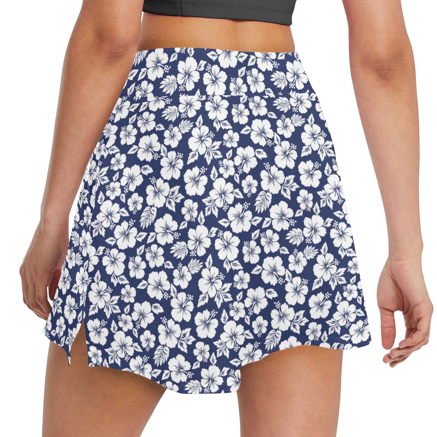 Hibiscus Blue Hawaiian Flower Style 17" Golf & Pickleball Skort with Pockets