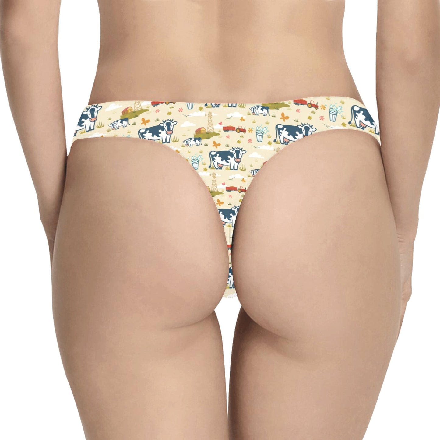 Cow Farm Design Print Women's Thongs