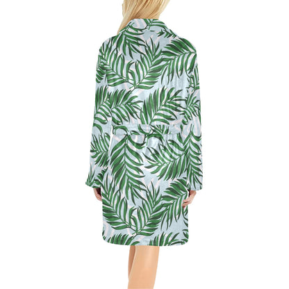 Palm Leaves Pattern Print Design PL06 Women's Fleece Robe