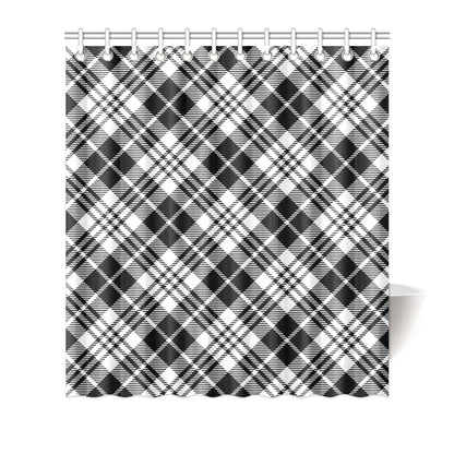 Plaid Black White Pattern Print Design A02 Shower Curtain