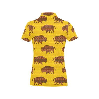 Bison Native Pattern Print Design 01 Women's Polo Shirt