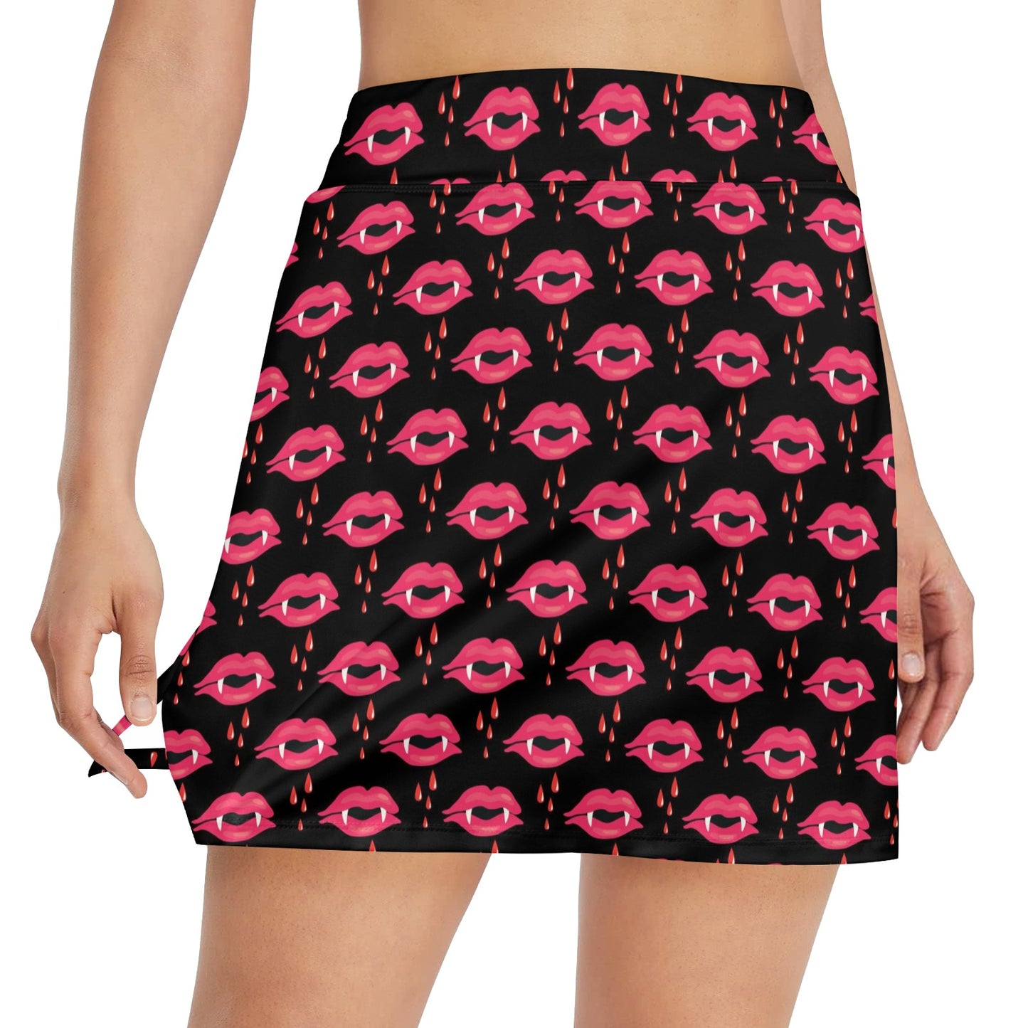 Vampire Lips Print Design LKS303 17" Golf & Pickleball Skort with Pockets