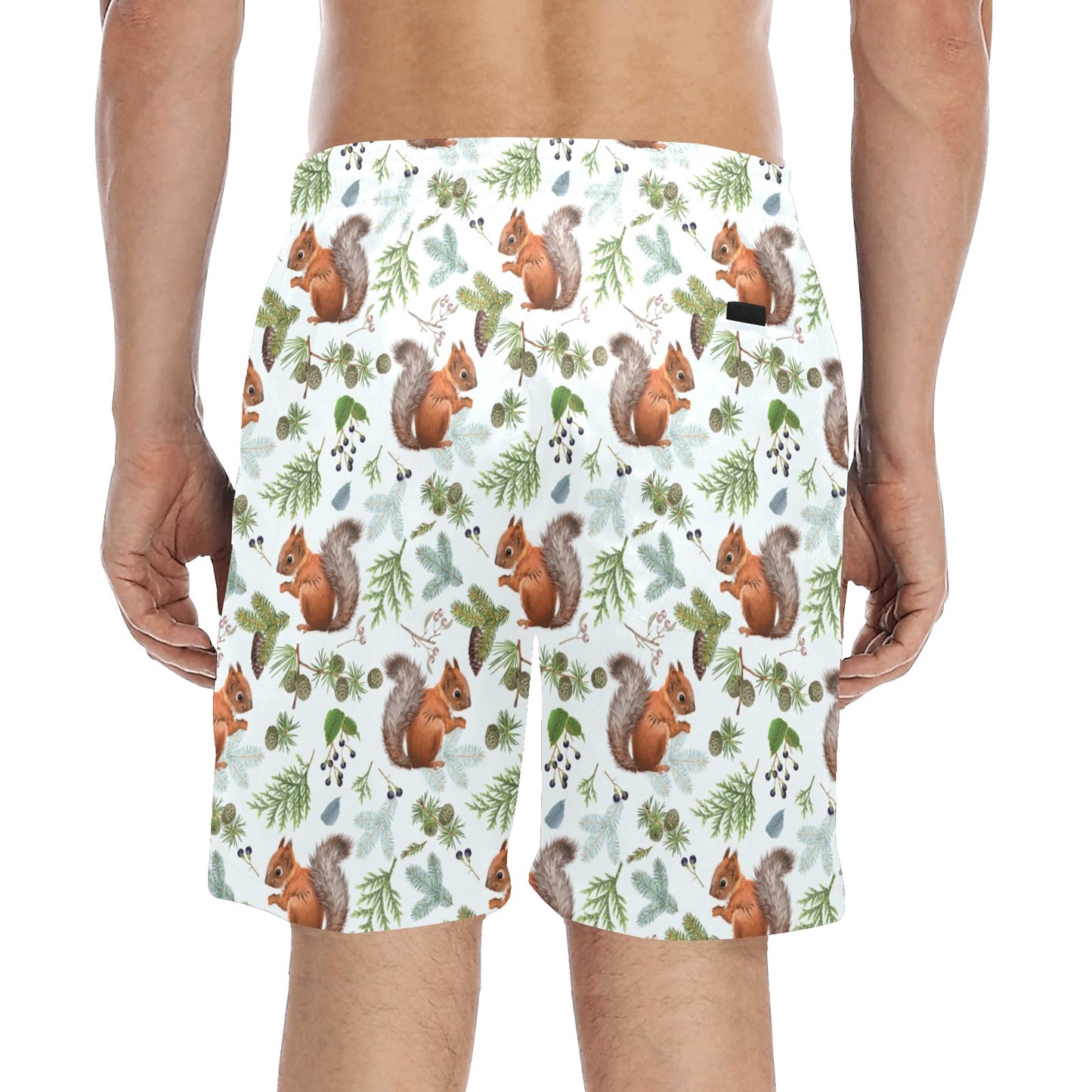 Squirrel Print Design LKS308 Men's Swim Trunks Beach Shorts