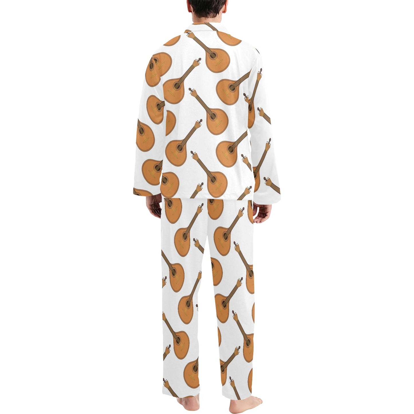 Mandolin Pattern Print Design 01 Men's Long Pajama Set