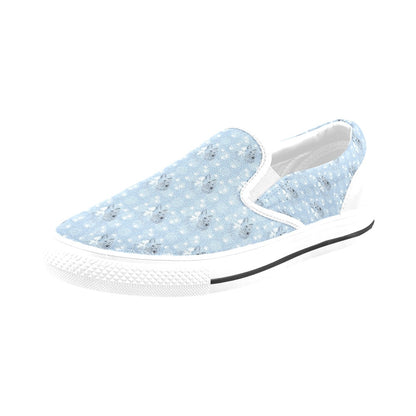 Scottish Terriers Print Design LKS308 White Slip Ons Canvas Women's Shoes