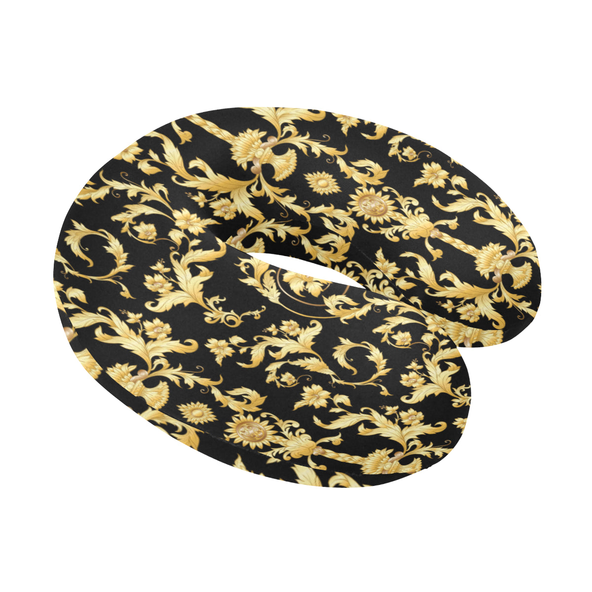 Baroque Golden Pattern Print Design 04 U-Shaped Travel Neck Pillow