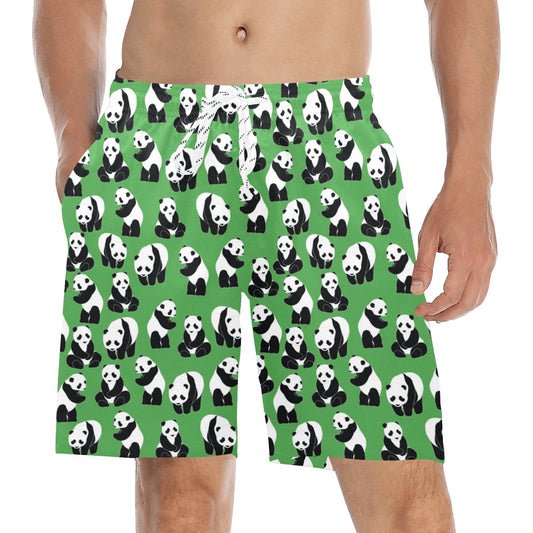 Panda Bear Pattern Themed Print Men's Swim Trunks Beach Shorts