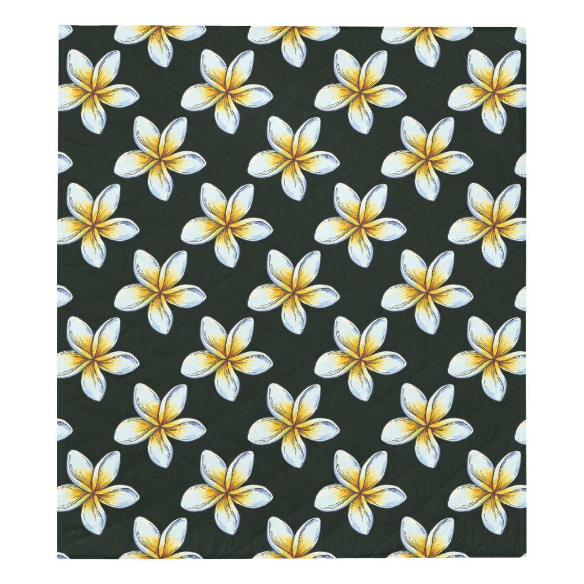 White Plumeria Pattern Print Design PM022 Premium Quilt