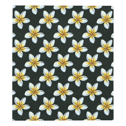 White Plumeria Pattern Print Design PM022 Premium Quilt