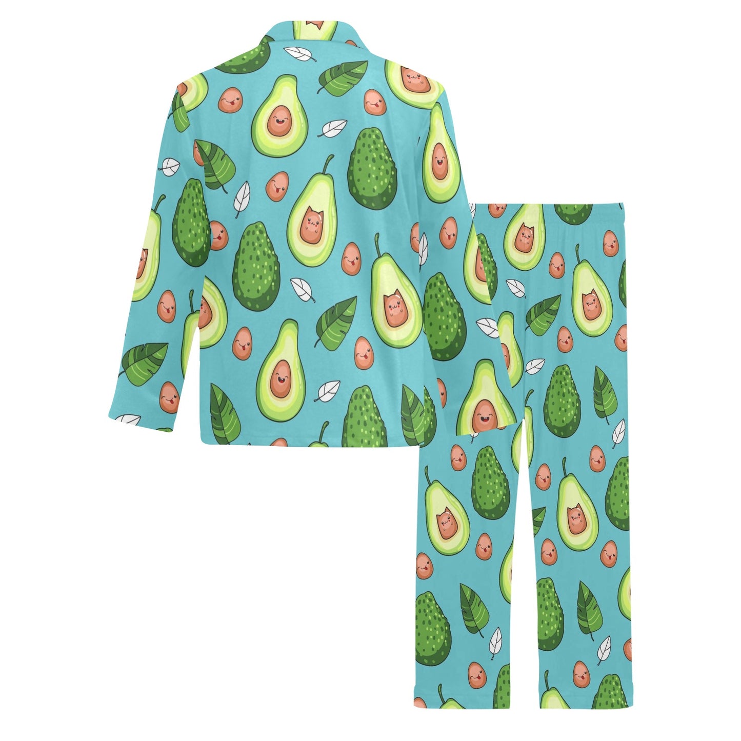 Avocado Pattern Print Design AC05 Men's Long Pajama Set