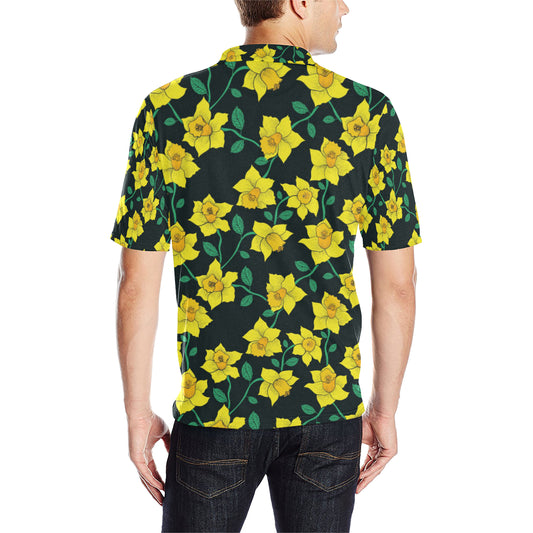 Daffodils Pattern Print Design DF03 Men Polo Shirt
