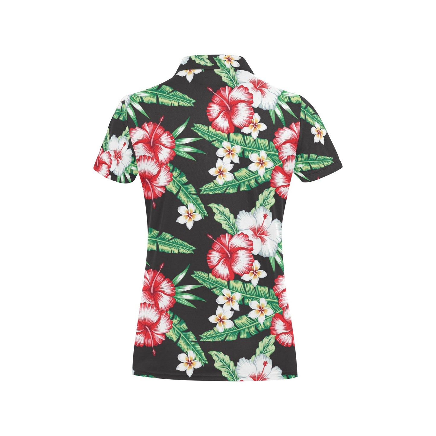 Hawaiian flower tropical leaves Women's Polo Shirt