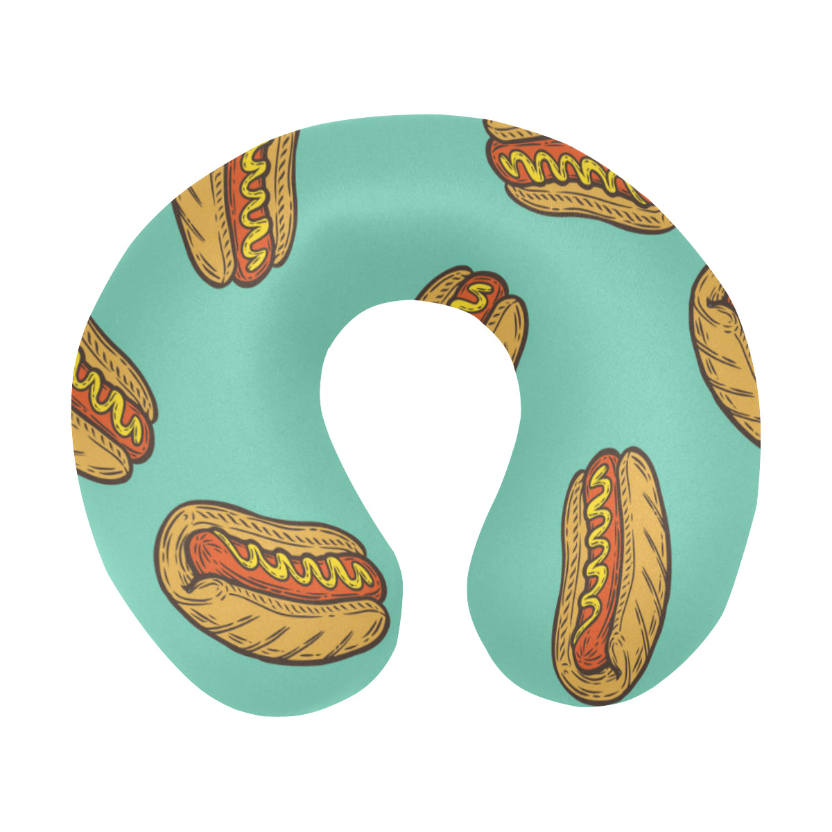 Hot Dog Pattern Print Design 04 U-Shaped Travel Neck Pillow