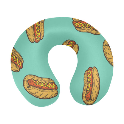 Hot Dog Pattern Print Design 04 U-Shaped Travel Neck Pillow